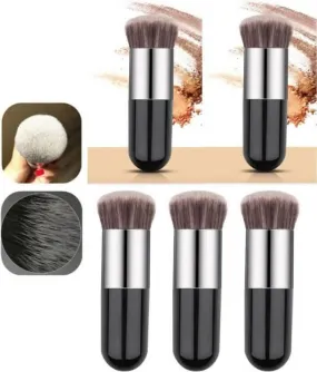 Bingeable Foundation Round Makeup Brush Flat Top for Face - Perfect For Blending Liquid, Cream or Flawless Cosmetics - Buffing, Stippling, Concealer (Pack of 5)