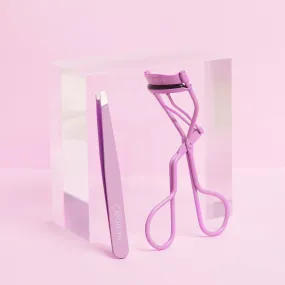 Purple Eyelash Curler and Tweezer Set